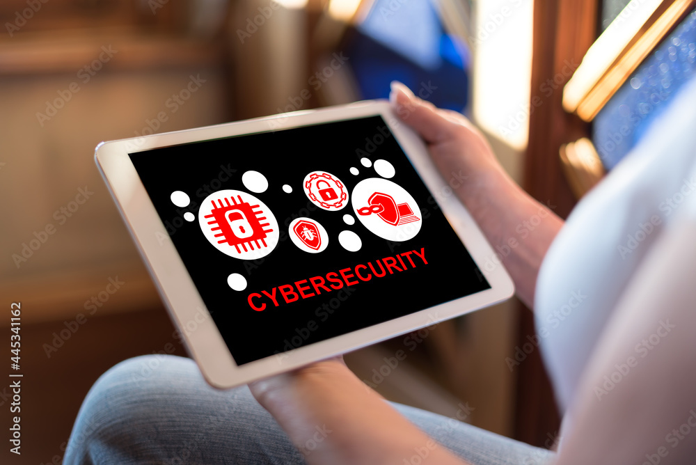Fototapeta premium Cybersecurity concept on a tablet