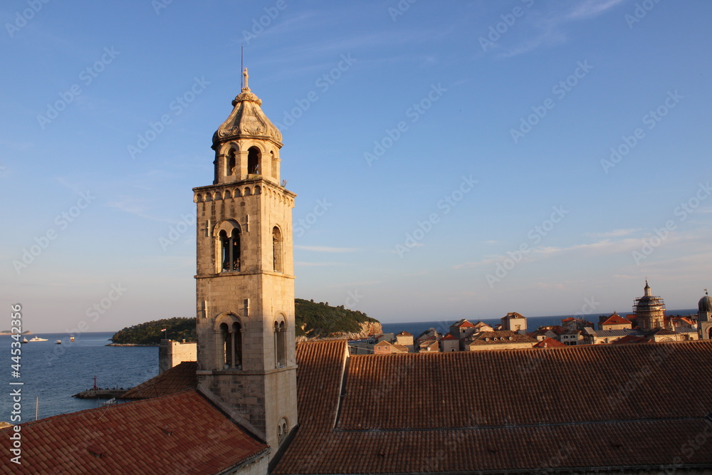romantic evening mood on dubrovnik city walls - great view on old down dubrovnik romantic evening mood on dubrovnik city walls - great view on old down dubrovnik