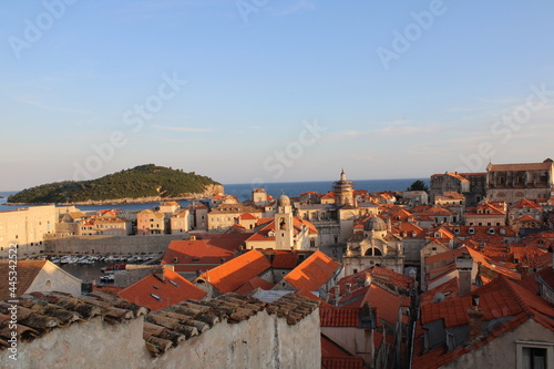 romantic evening mood on dubrovnik city walls - great view on old down dubrovnik