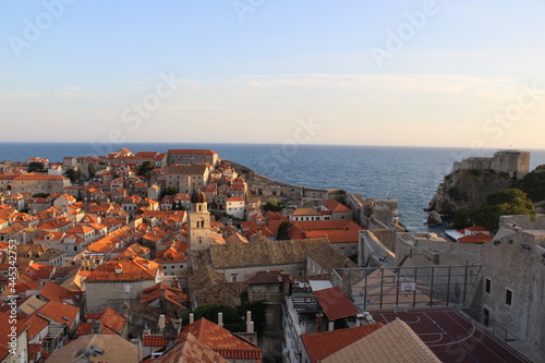 romantic evening mood on dubrovnik city walls - great view on old down dubrovnik