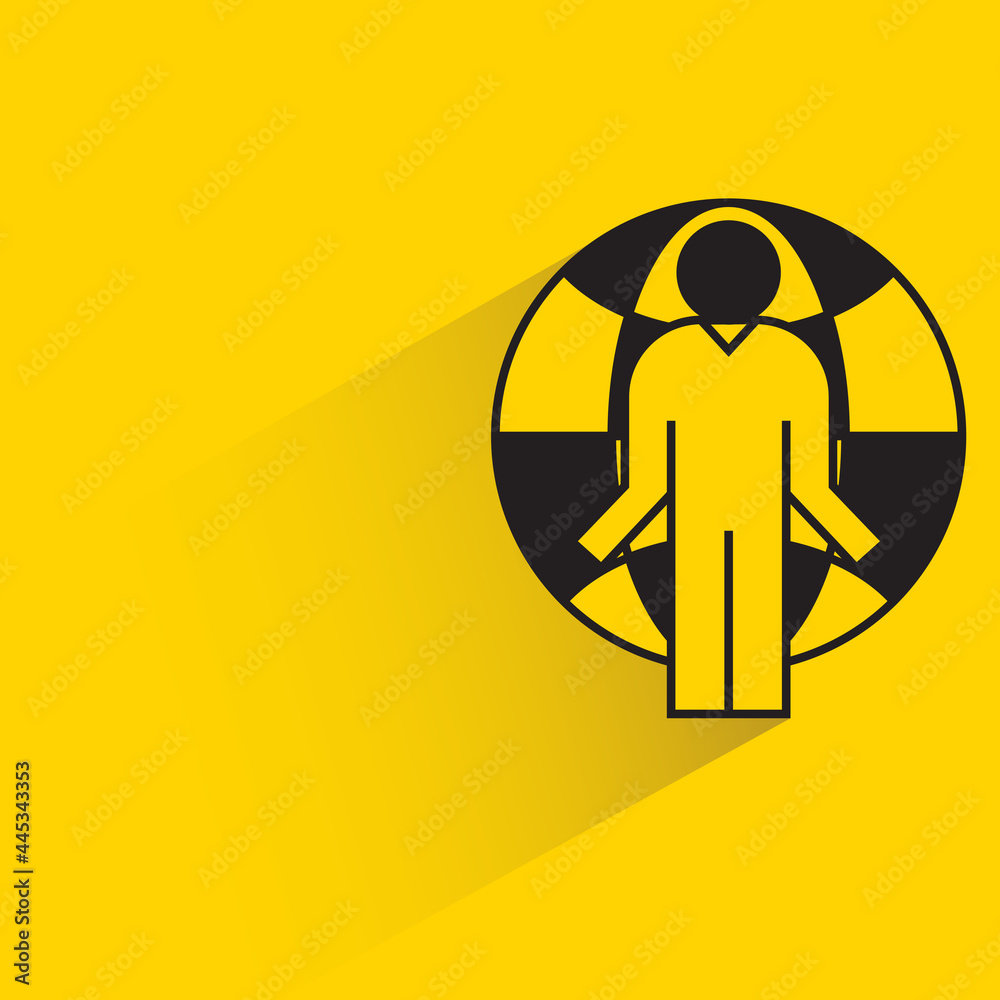 man with globe icon on yellow background man with globe icon on yellow background
