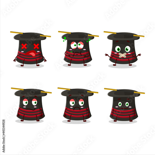 Magician hat cartoon character with nope expression