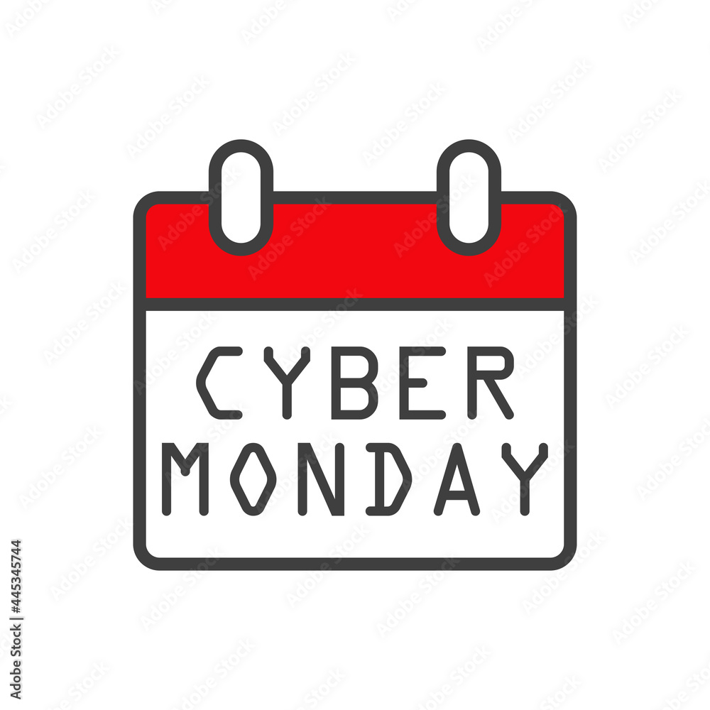 Logotipo con texto Cyber Monday Sale en calendario con lineas en color
