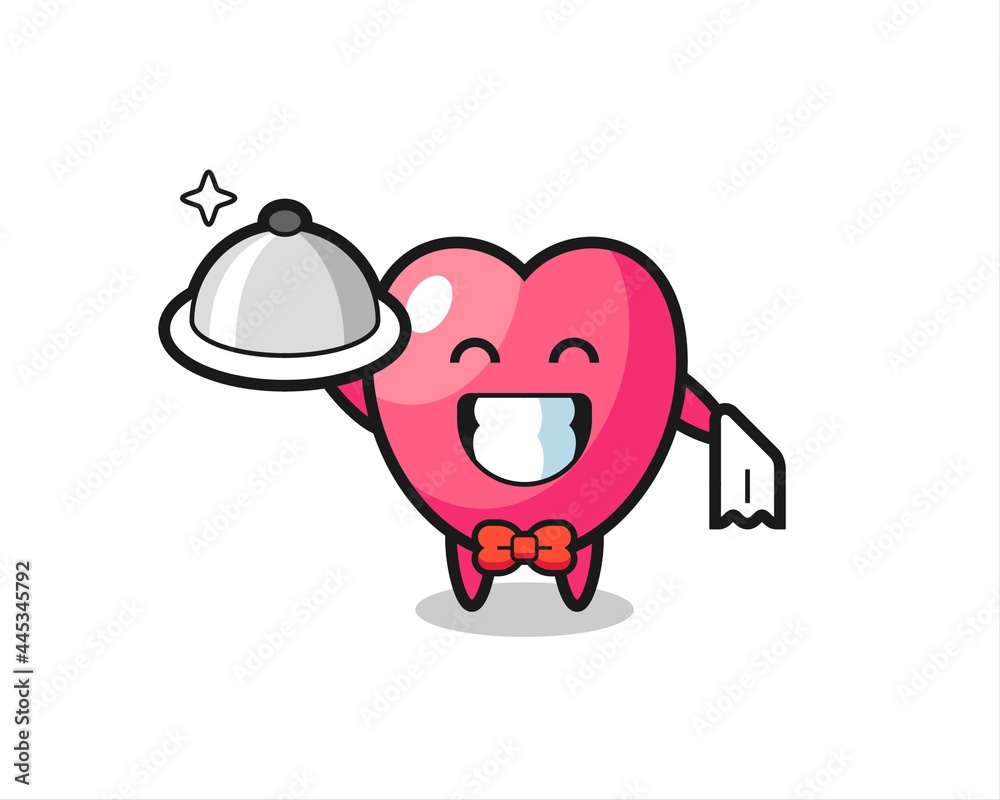 Character mascot of heart symbol as a waiters Character mascot of heart symbol as a waiters