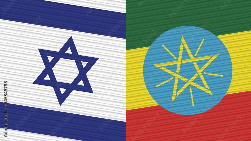 Ethiopia and Israel Two Half Flags Together Fabric Texture Illustration Ethiopia and Israel Two Half Flags Together Fabric Texture Illustration