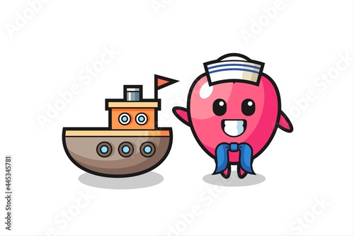 Character mascot of heart symbol as a sailor man