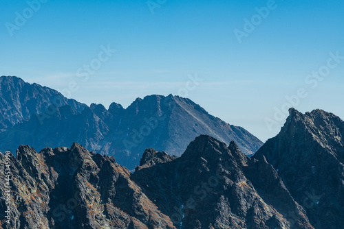 Gerlachovsky stit  Koncista and Satan mountain peaks from Furkotsky stit mountain peak in Vysoke Tatry mountains in Slovakia