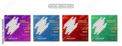 Collection of social media post banner template design. Perfect for business webinar, marketing webinar, online class program, etc