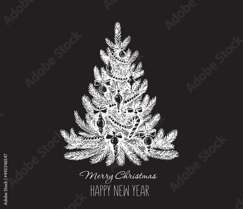 Christmas tree, Hand drawn style, vector illustration	
 photo