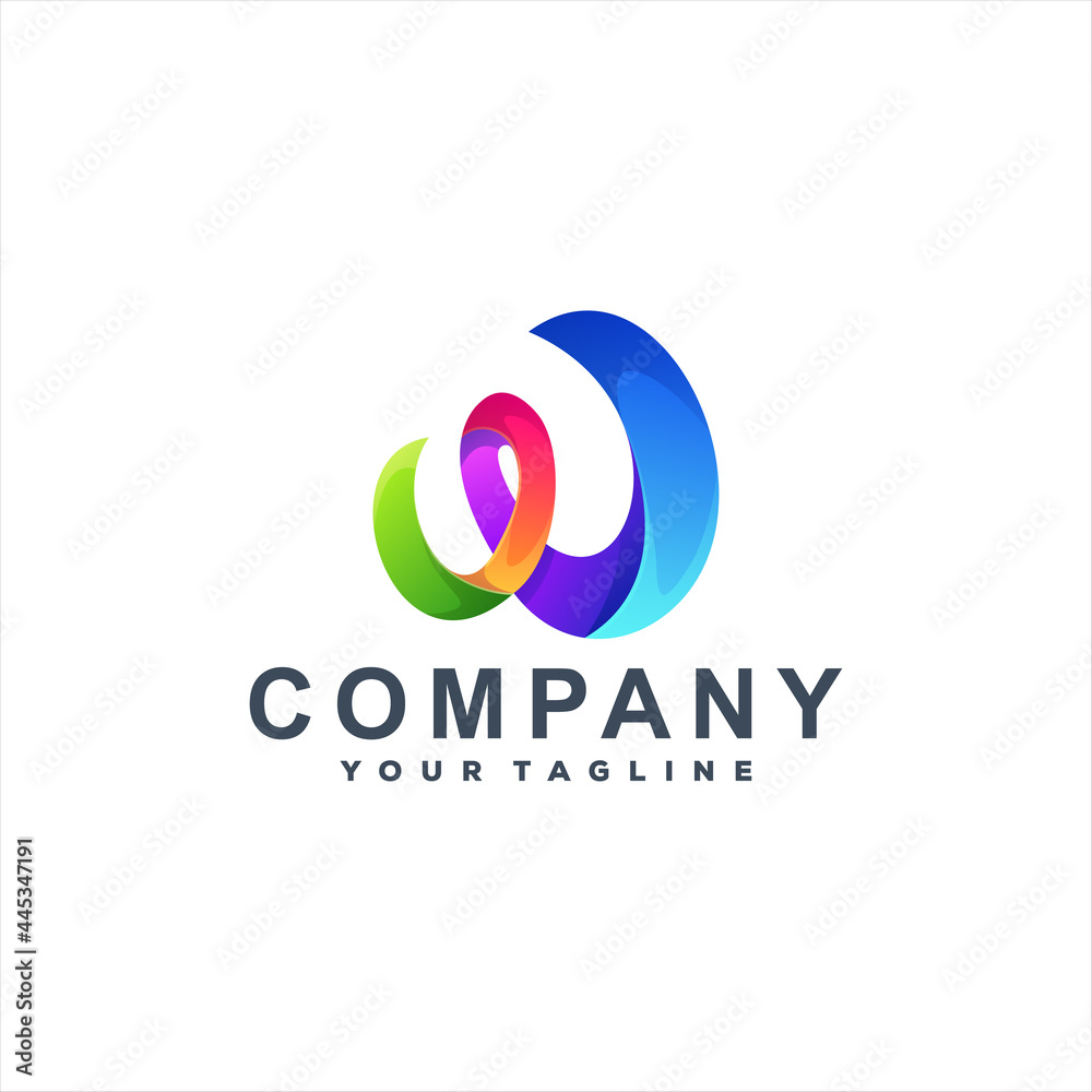 letter w color logo design