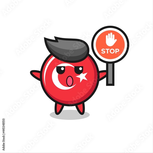 Wallpaper Mural turkey flag badge character illustration holding a stop sign Torontodigital.ca