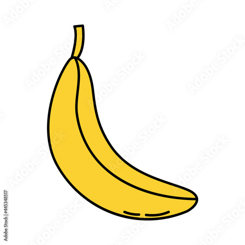 Banana. Doodle style icon.