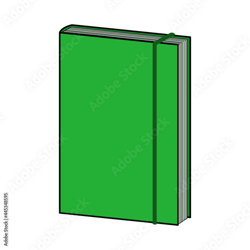 Green notepad. Doodle style icon.