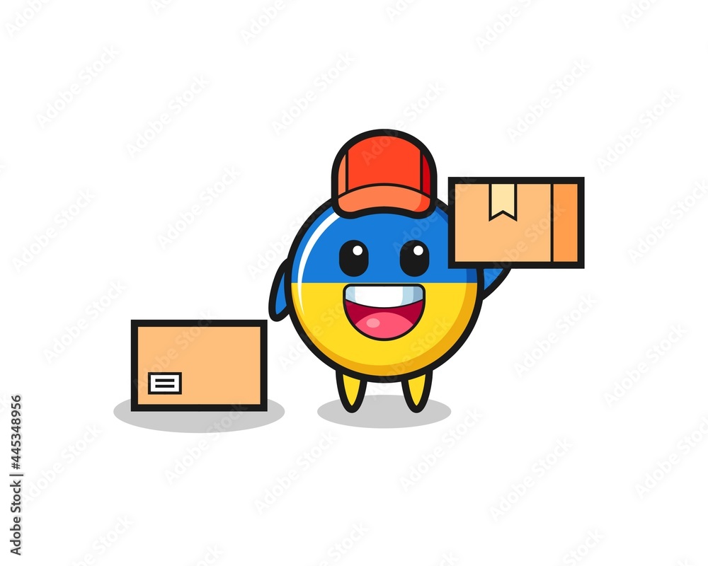 Fototapeta premium Mascot Illustration of ukraine flag badge as a courier