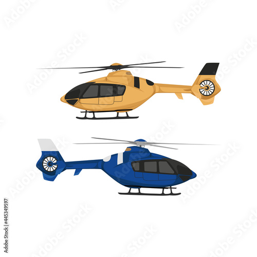 Yellow and blue helicopter vector illustration can be used for your design purposes or poster