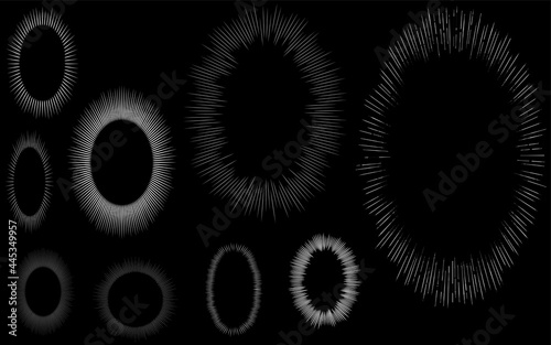 黒地に白の集中線・ウニフラッシュ（とげのある吹き出し）
