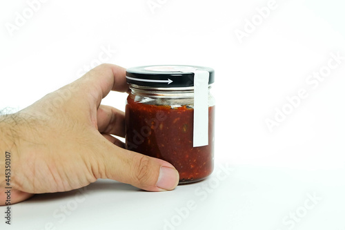 Ssamjang in glass bottle with white tab