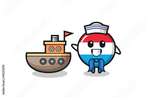 Character mascot of luxembourg flag badge as a sailor man