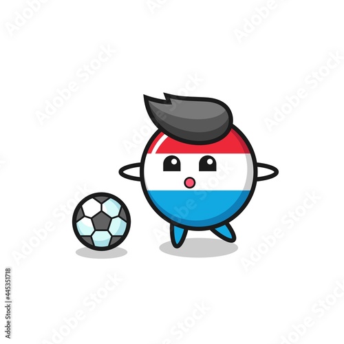 Fototapeta Naklejka Na Ścianę i Meble -  Illustration of luxembourg flag badge cartoon is playing soccer