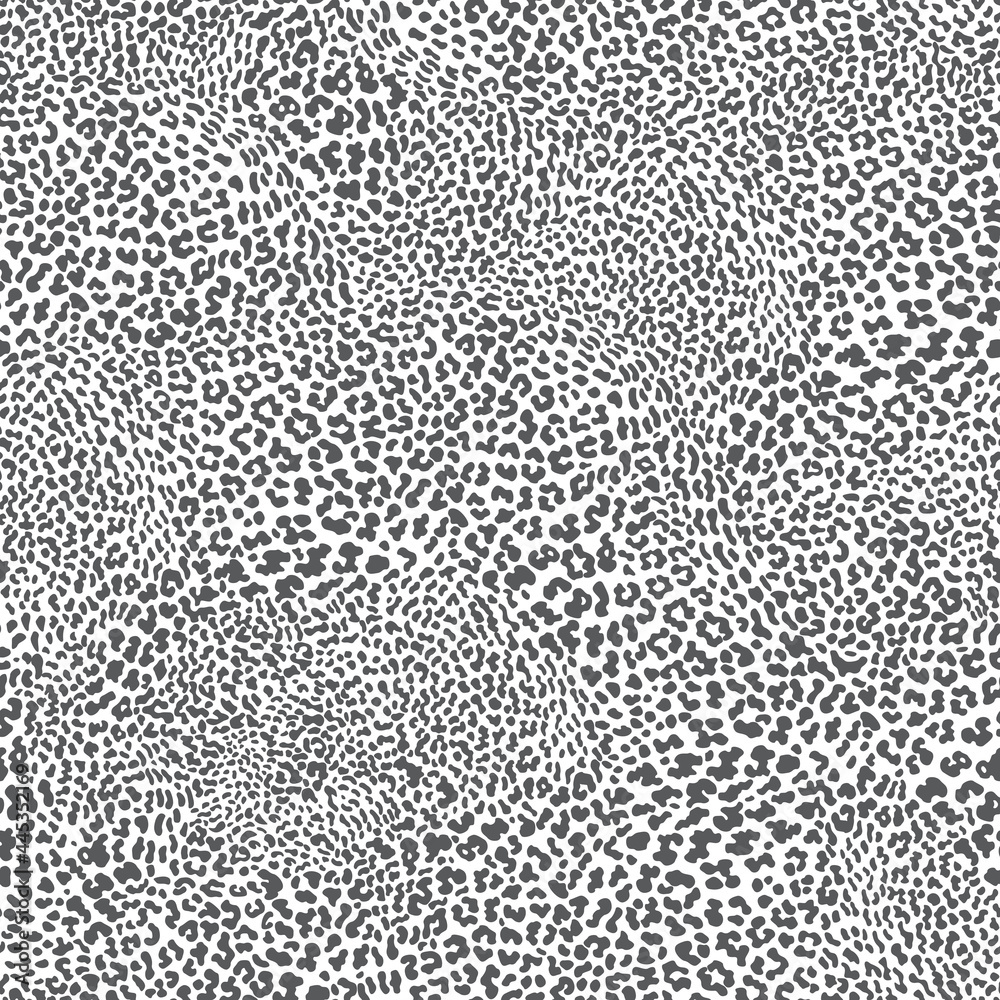 Vector animalistic seamless pattern from leopard skin spots. Trendy black and white background
