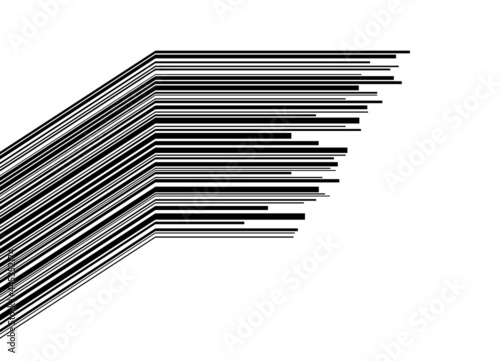 Abstract striped pattern of parallel broken lines in barcode style.
Modern black and white design element. Vector background.
