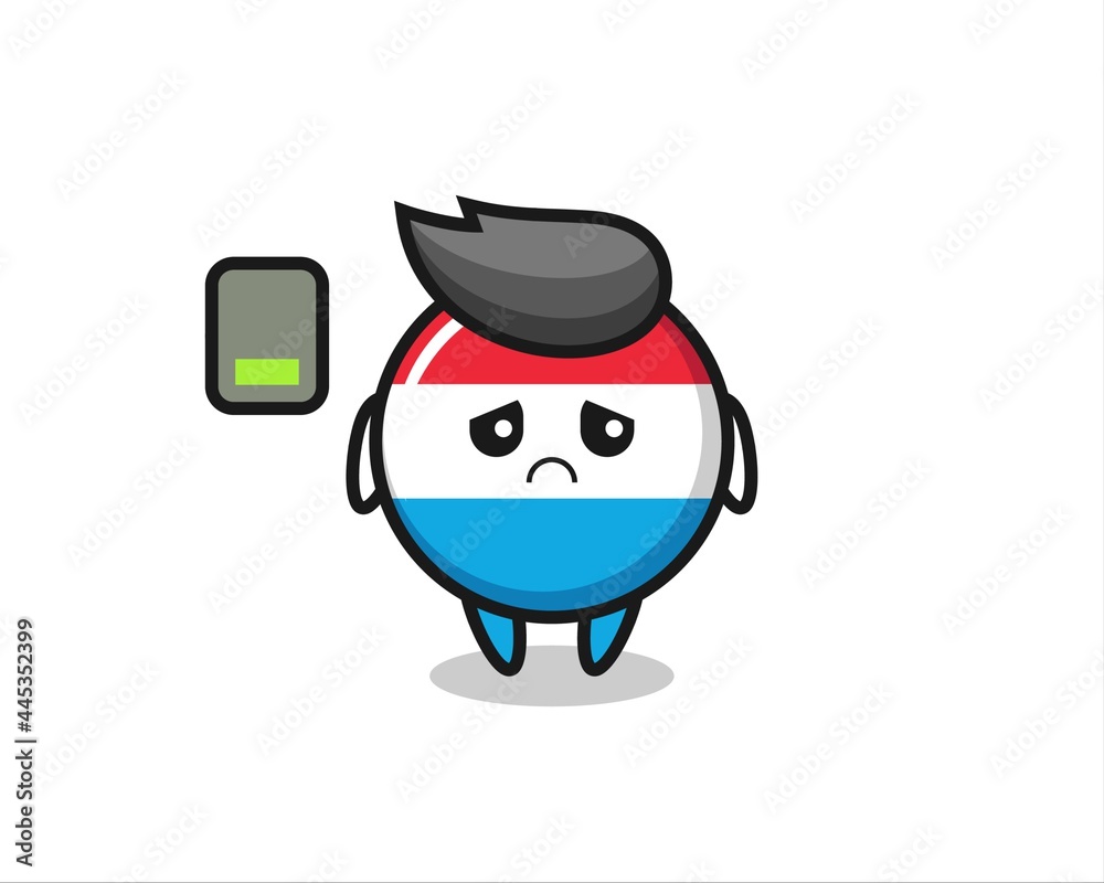 luxembourg flag badge mascot character doing a tired gesture luxembourg flag badge mascot character doing a tired gesture