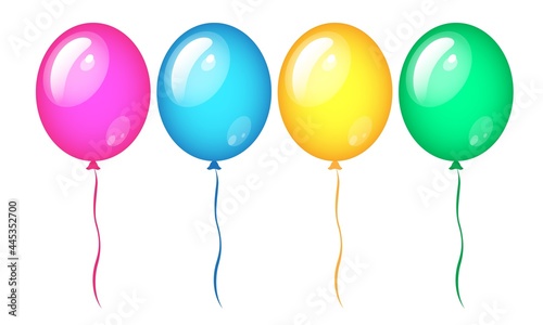Collection of color balloons Blue  purple  yellow  green illustration set vecrtor isolated background