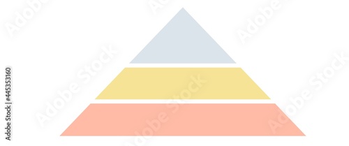 The pyramid consists of 3 parts. Chart. The food pyramid. Pink, blue, yellow. Background. Infographics. Statistics