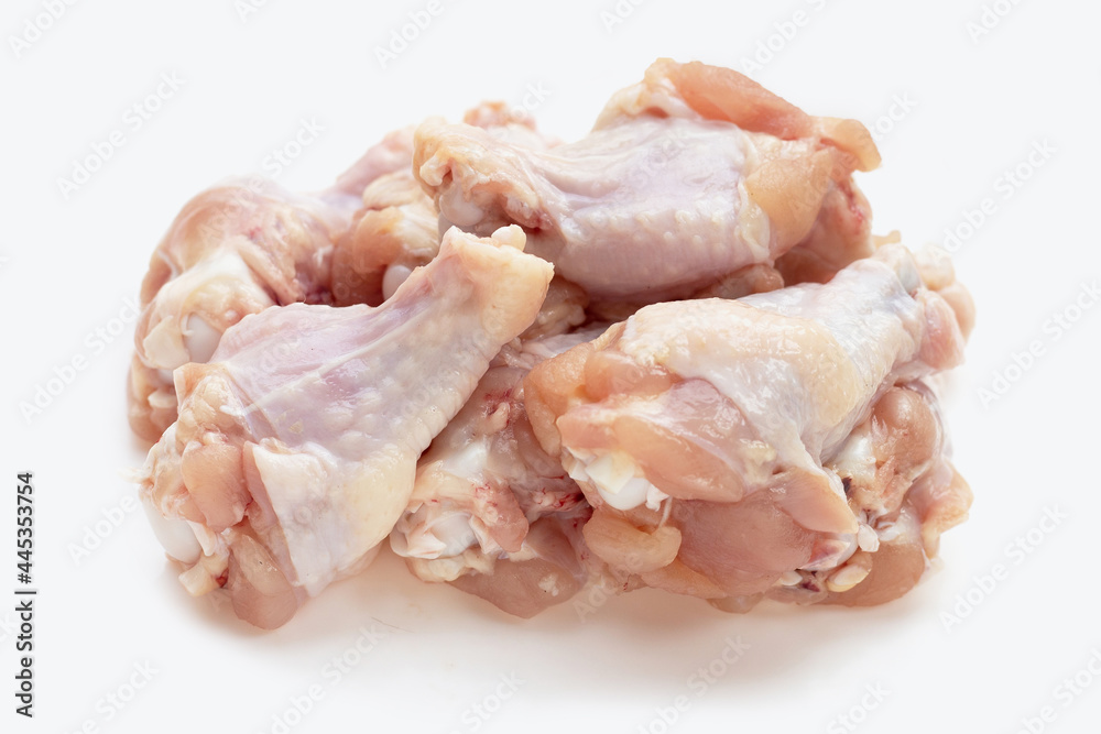 Fresh raw chicken wings (wingstick) in white background. Fresh raw chicken wings (wingstick) in white background.