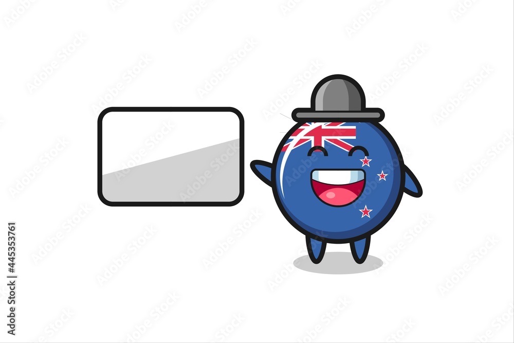 new zealand flag badge cartoon illustration doing a presentation new zealand flag badge cartoon illustration doing a presentation