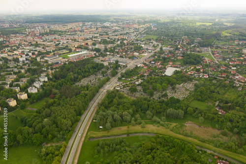 bird's eye view of a small town