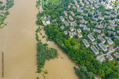Flooding - the river spilled over residential buildings