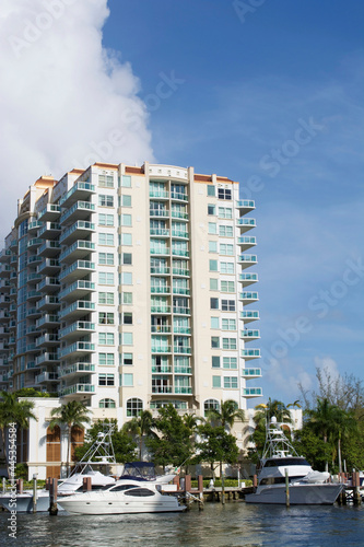 Apartments building on the side of Fort Lauderdale Canals, Florida, USA