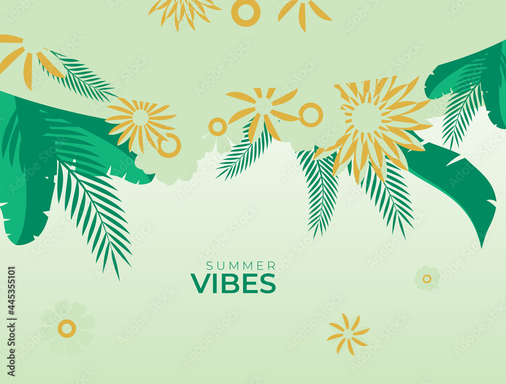 Abstract graphic floral elements in summer style. End of summer background or autumn. Dynamical colored fluid shapes. Isolated banners with flowing flowers. Template design logo, flyer, presentation.