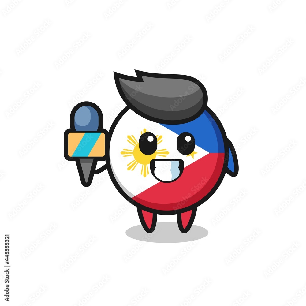 Character mascot of philippines flag badge as a news reporter Character mascot of philippines flag badge as a news reporter