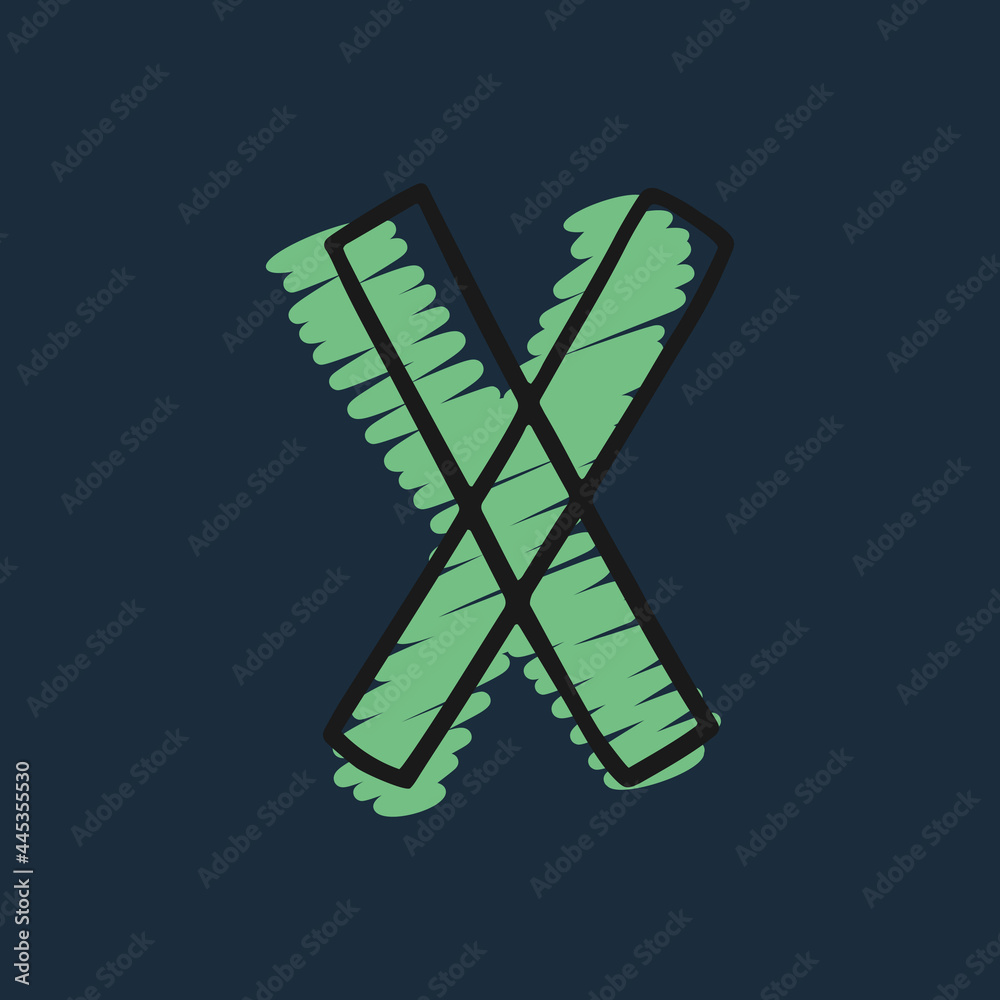 Letter X logo hand-drawn with felt-tip and marker strokes. Letter X logo hand-drawn with felt-tip and marker strokes.