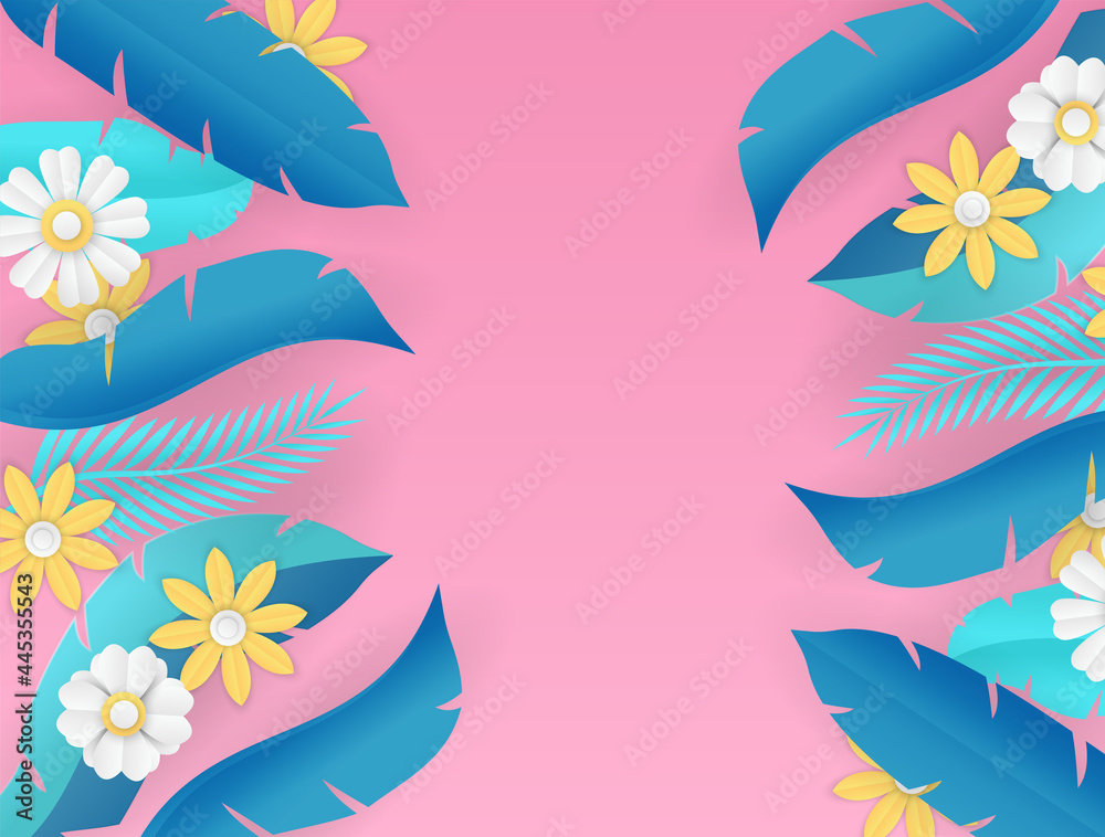End of Summer sale design with paper cut tropical fun bright color background layout banners. Hello September social media post or stories background. Voucher discount. Vector illustration template End of Summer sale design with paper cut tropical fun bright color background layout banners. Hello September social media post or stories background. Voucher discount. Vector illustration template