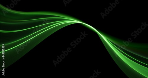 Abstract green lines background. Flow dynamic wave. Digital data structure. Future mesh or sound wave. Motion visualization. Magic vector illustration.