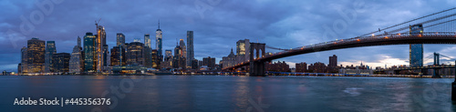 USA downtown skyline at dusk on the East River © anekoho