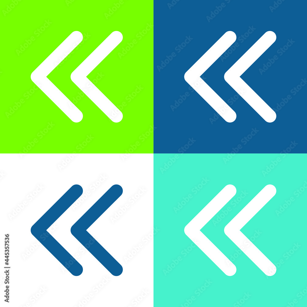 Arrowheads Of Thin Outline To The Left Flat four color minimal icon set Arrowheads Of Thin Outline To The Left Flat four color minimal icon set