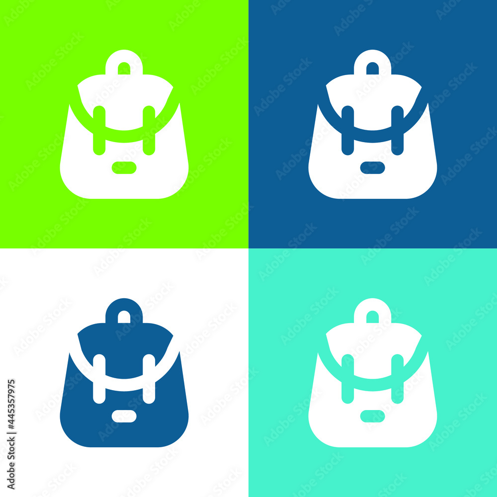 Backpack Flat four color minimal icon set Backpack Flat four color minimal icon set