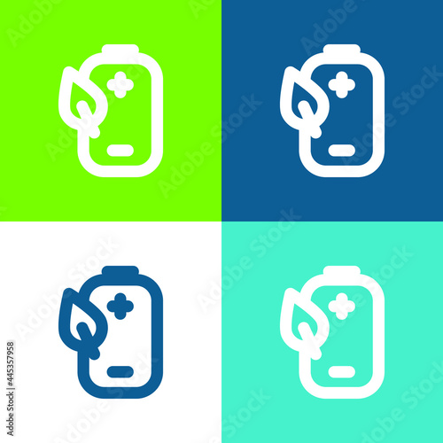 Battery Flat four color minimal icon set