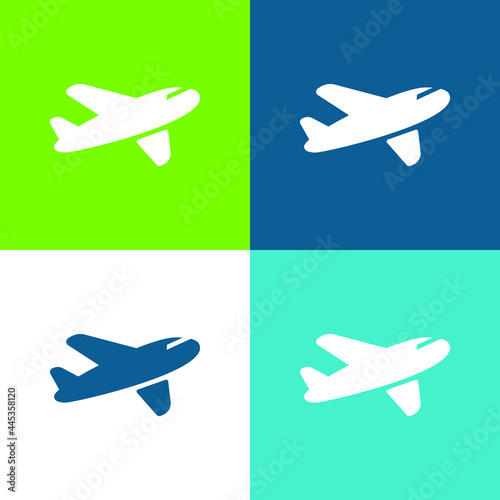 Air Transport Flat four color minimal icon set