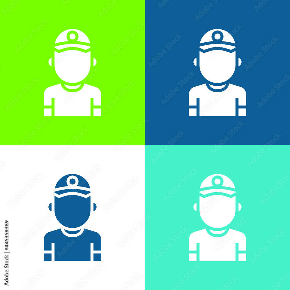 Baseball Player Flat four color minimal icon set Baseball Player Flat four color minimal icon set