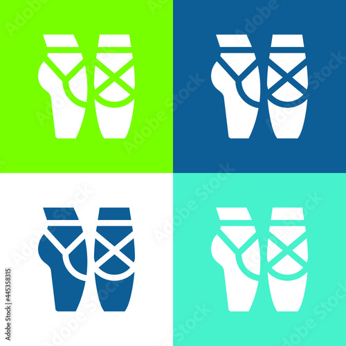 Ballet Flat four color minimal icon set