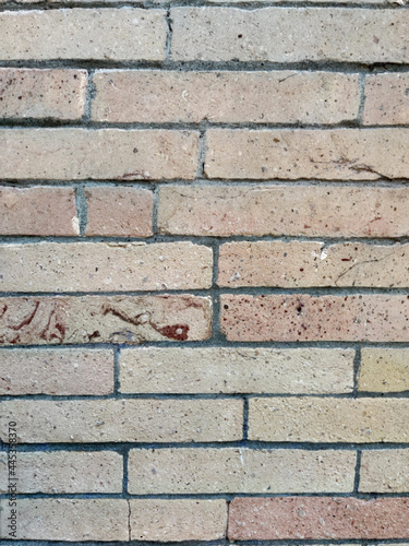 Flat front view. Brick texture wall. Brown brick