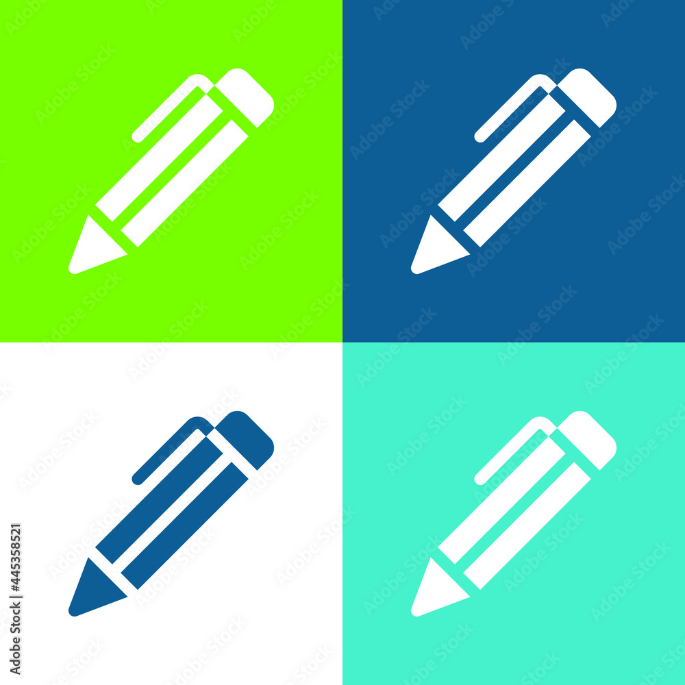 Ballpoint Pen Flat four color minimal icon set Ballpoint Pen Flat four color minimal icon set