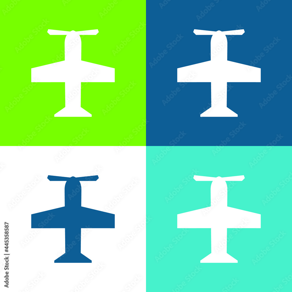 Airscrew Flat four color minimal icon set Airscrew Flat four color minimal icon set