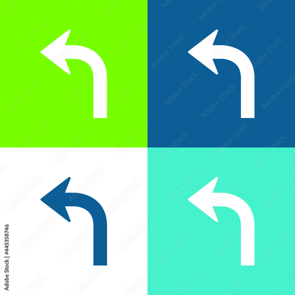 Arrow Curve Pointing Left Flat four color minimal icon set Arrow Curve Pointing Left Flat four color minimal icon set
