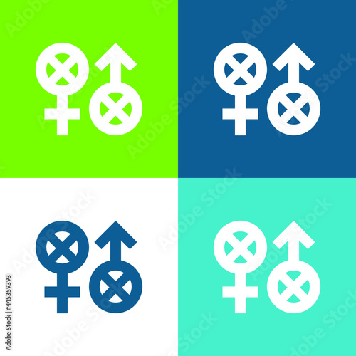 Biphobia Flat four color minimal icon set